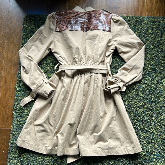 Virus y2k Leopard Print Trench Coat - Picture 1 of 5